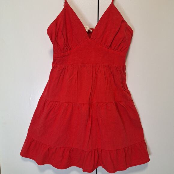 monteau Los Angeles Red Rayon Linen Blend Mini Dress Sz Medium - Picture 2 of 7
